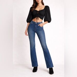 Topshop Cropped Top Size 10 Puff Sleeve Ruched Tie Front Cottagecore Coquette